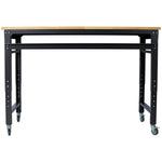 60" Rolling Adjustable Workbench, Black Hammertone workshop project bench
