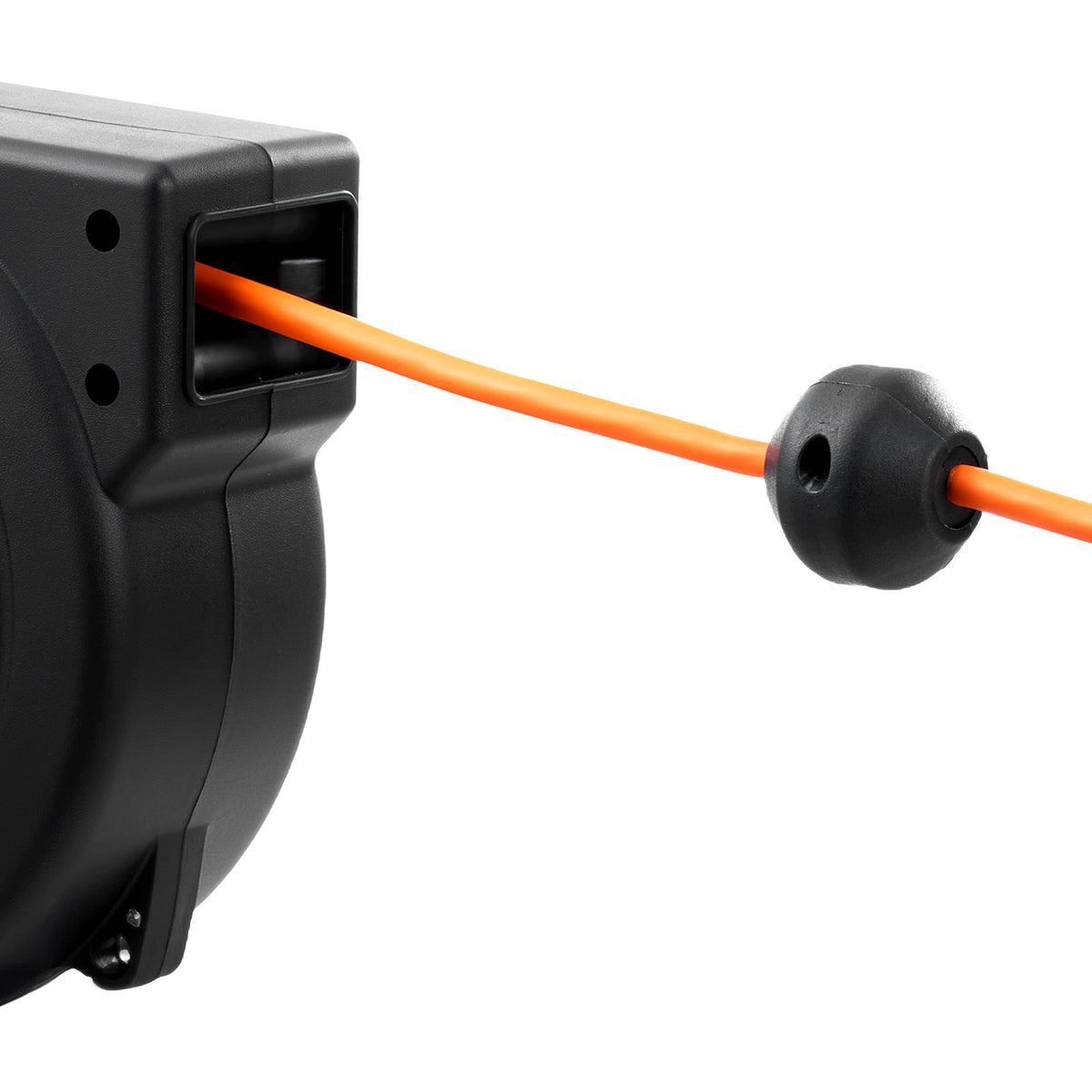 Retractable Heavy-Duty Extension Cord Reel with Triple-Tap Outlet for workshop, garage, storage, or utility use