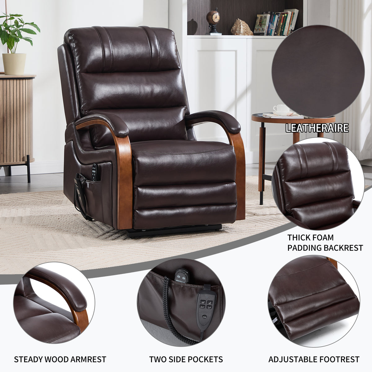 Dual-Motor Leather-Air Power Lift Recliner detail image 9