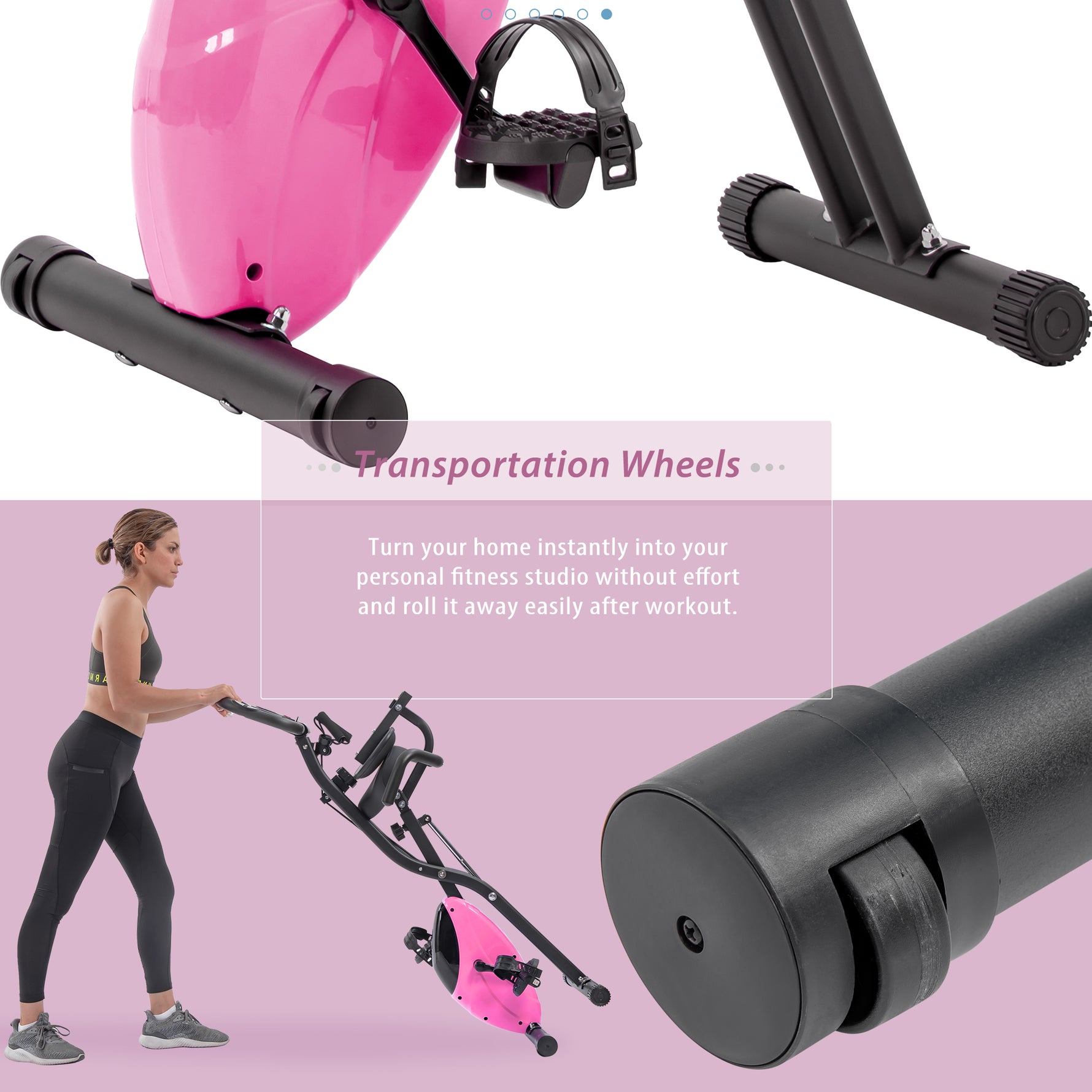 Folding Stationary Bike with 16-Level Magnetic Resistance, 300 lb Capacity detail image 7