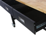 60" Rolling Bamboo Workbench with Drawer Storage for workshop, garage, storage, or utility use