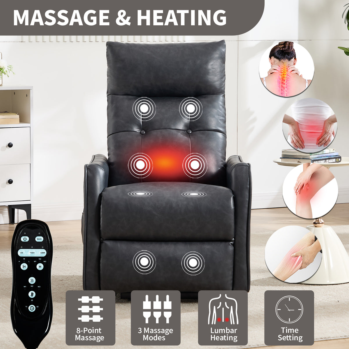 Single Motor Power Lift Recliner Chair with Massage & Heat detail image 114