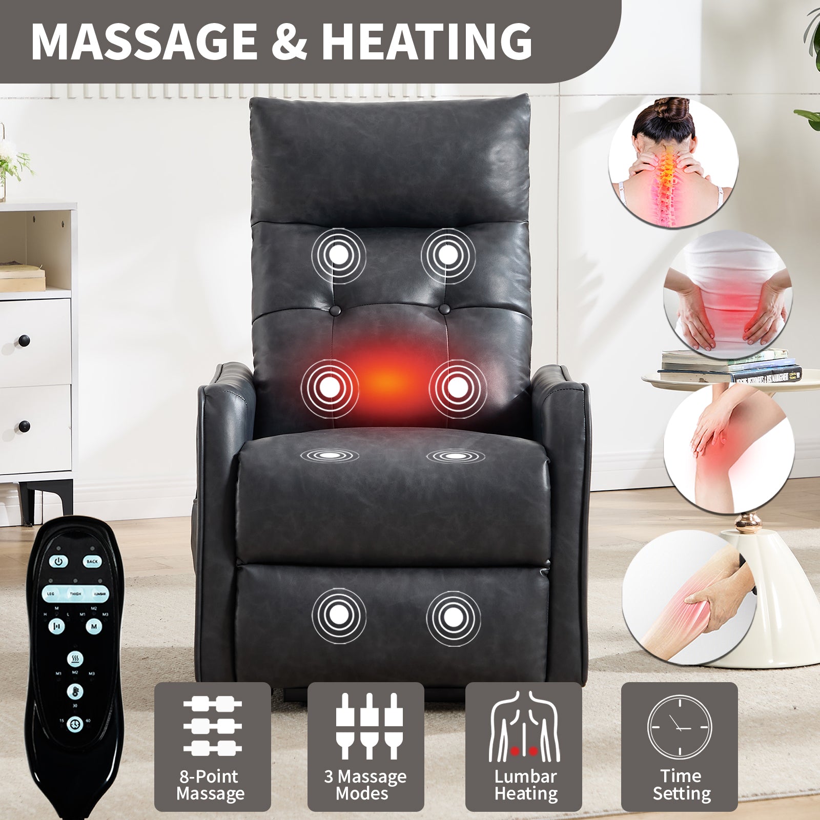 Single Motor Power Lift Recliner Chair with Massage & Heat detail image 114