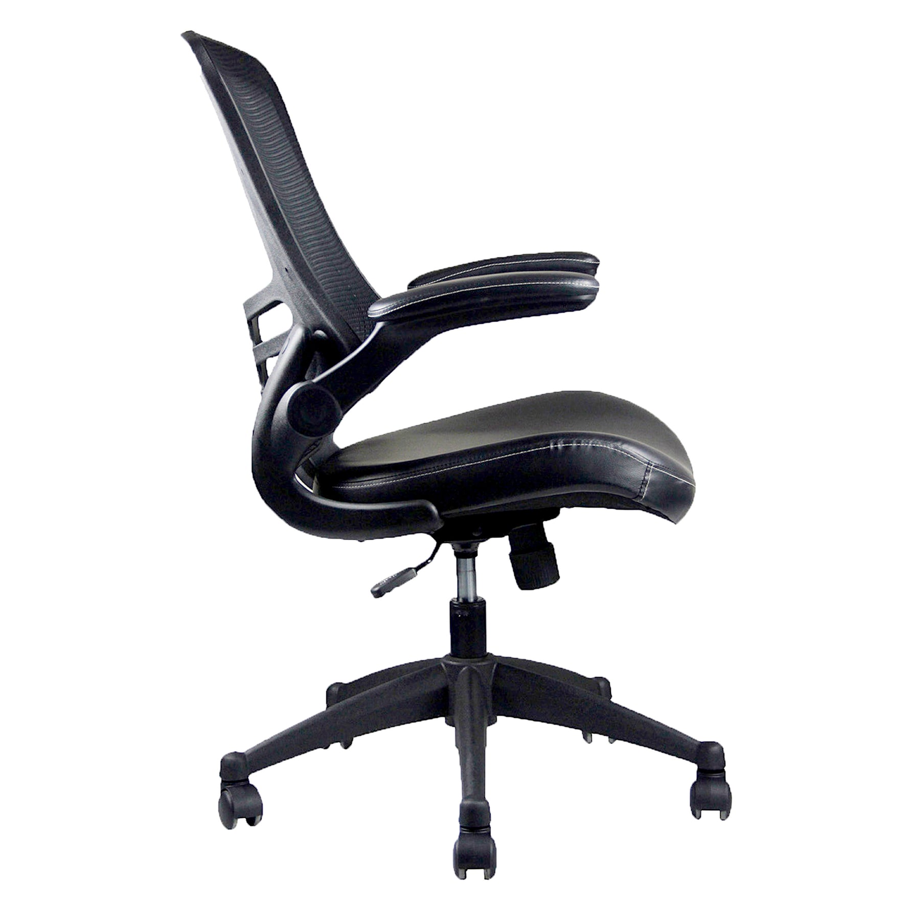 Techni Mobili Stylish Mid-Back Mesh Office Chair with Adjustable Arms, Black for home office seating