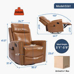 Genuine Leather Heat Massage Manual Recliner Chair with Rocker and Swivel for Living Room detail image 56