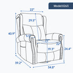 Heat Massage Manual Recliner Chair with Rocker and Swivel for Living Room detail image 123