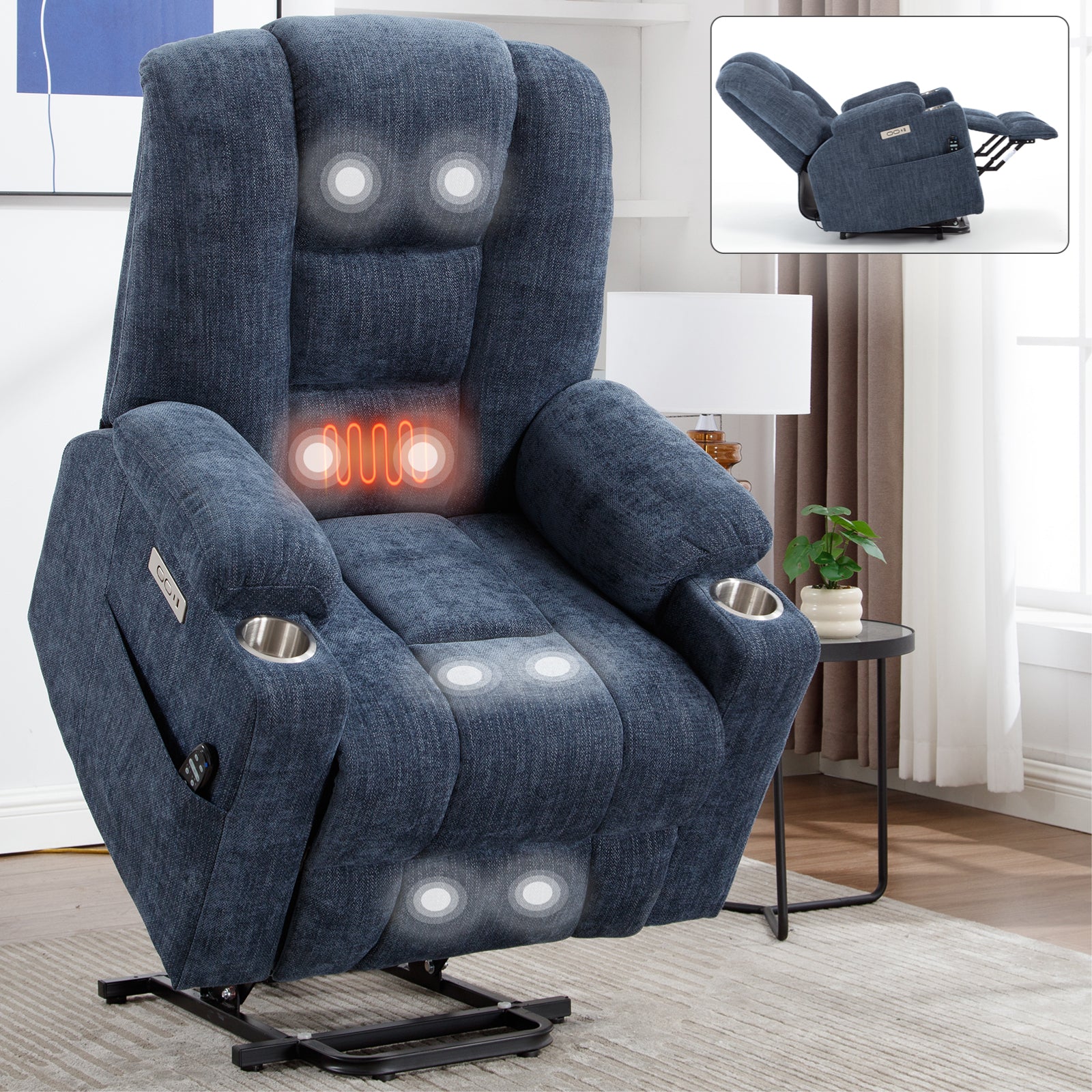 Large Dual-Motor Power Lift Heat & Massage Recliner detail image 76