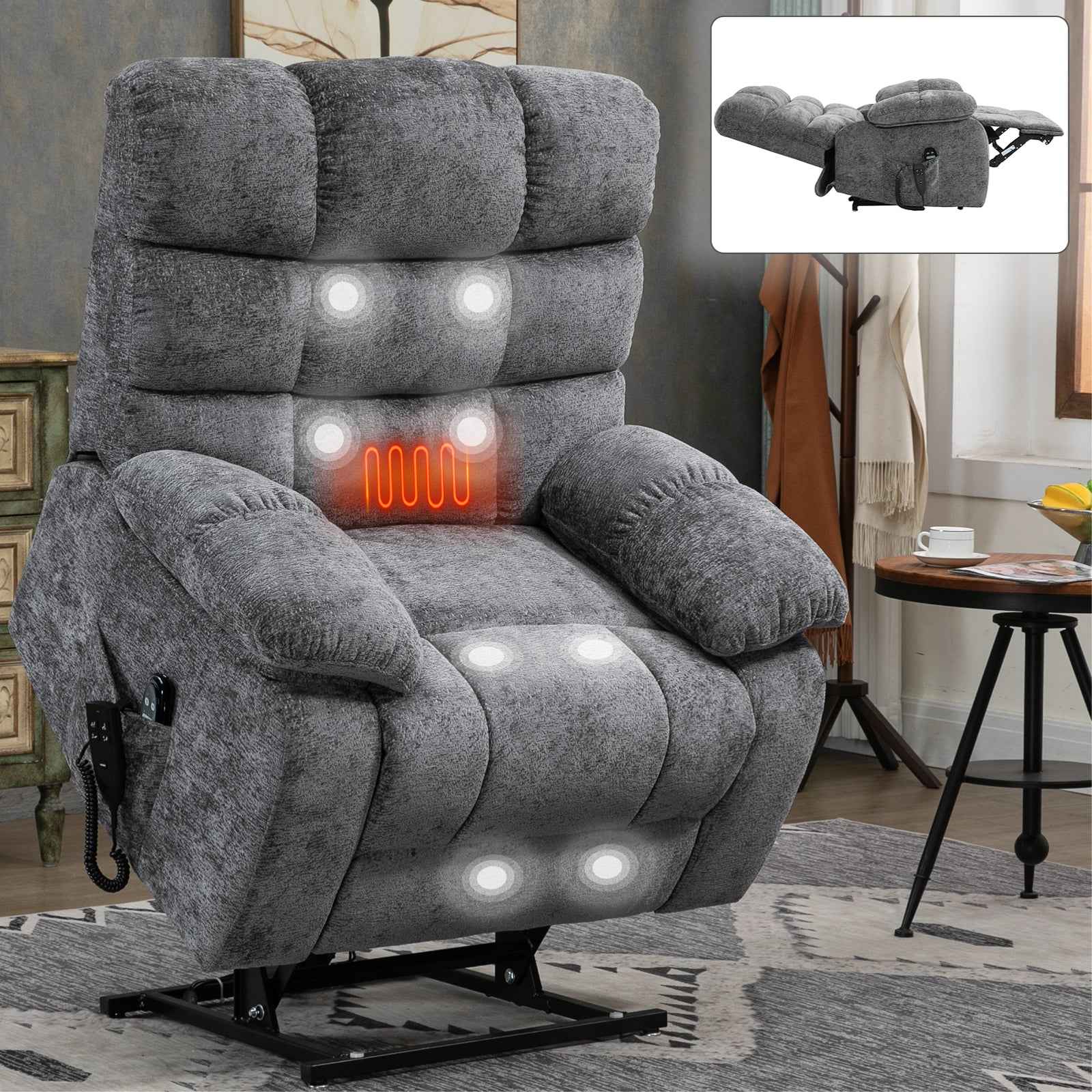 Dual-Motor Lift Recliner with Heat & Massage, 350 lb Capacity detail image 37