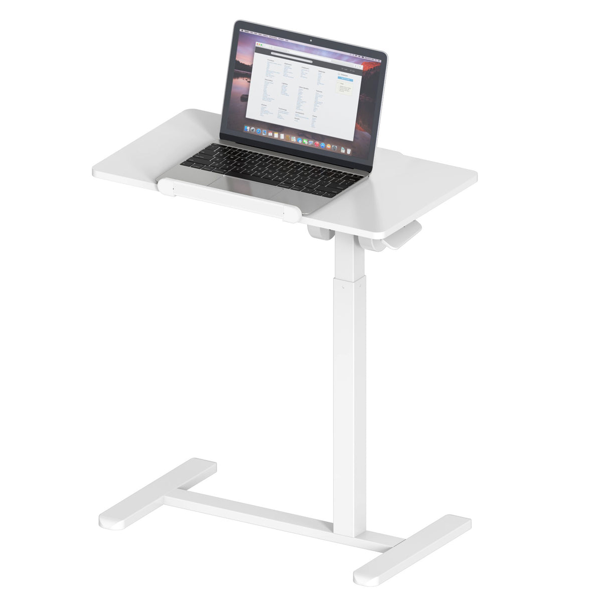 Techni Mobili Sit-to-Stand Rolling Adjustable Laptop Cart, White mobile laptop workstation