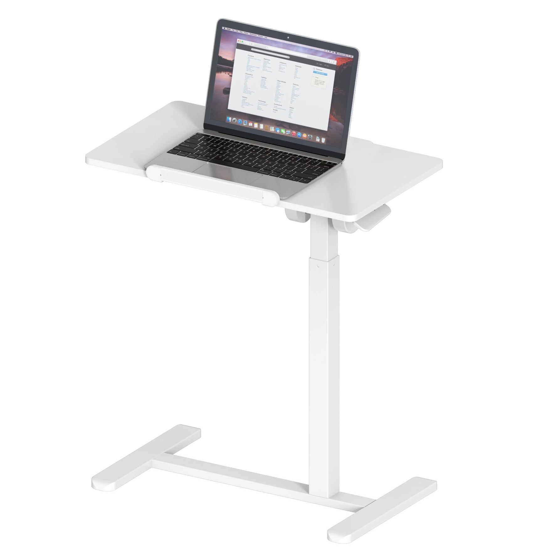 Techni Mobili Sit-to-Stand Rolling Adjustable Laptop Cart, White mobile laptop workstation