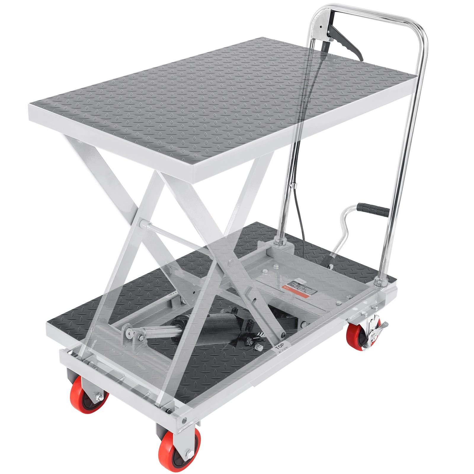 Manual Hydraulic Scissor Lift Table Cart with Non-Slip Pad for workshop, garage, storage, or utility use