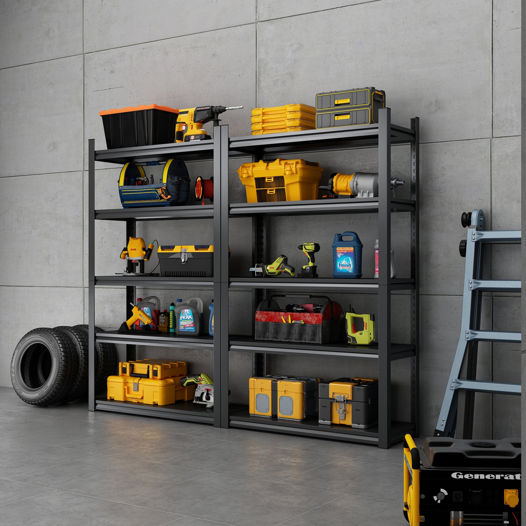 Industrial Heavy-Duty 5-Tier Adjustable Metal Shelving Unit for workshop, garage, storage, or utility use