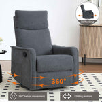 Heat Massage Manual Recliner Chair with Rocker and Swivel in Fabric for Living Room detail image 80