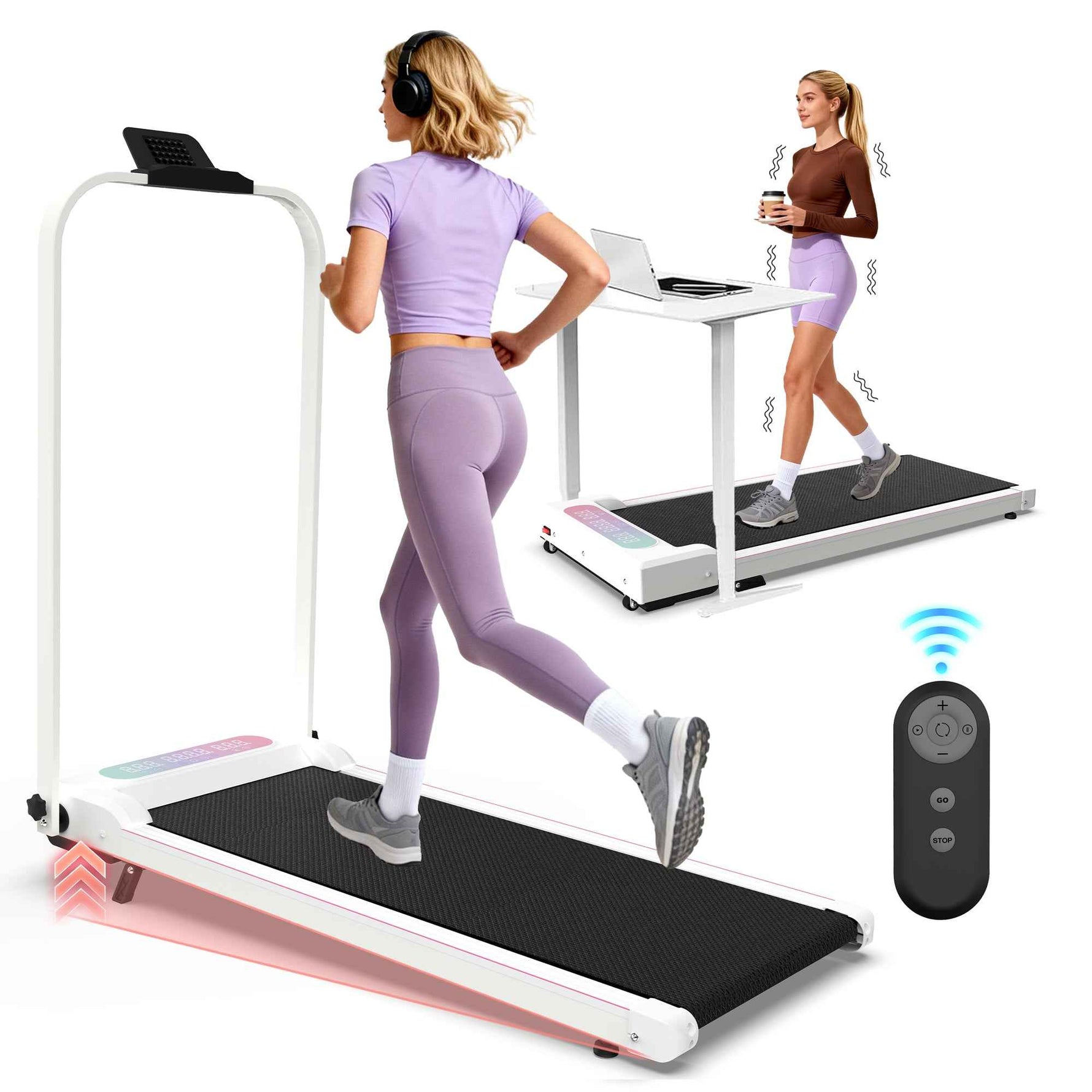Foldable Under-Desk Walking Pad with Handlebar & Incline under-desk walking pad