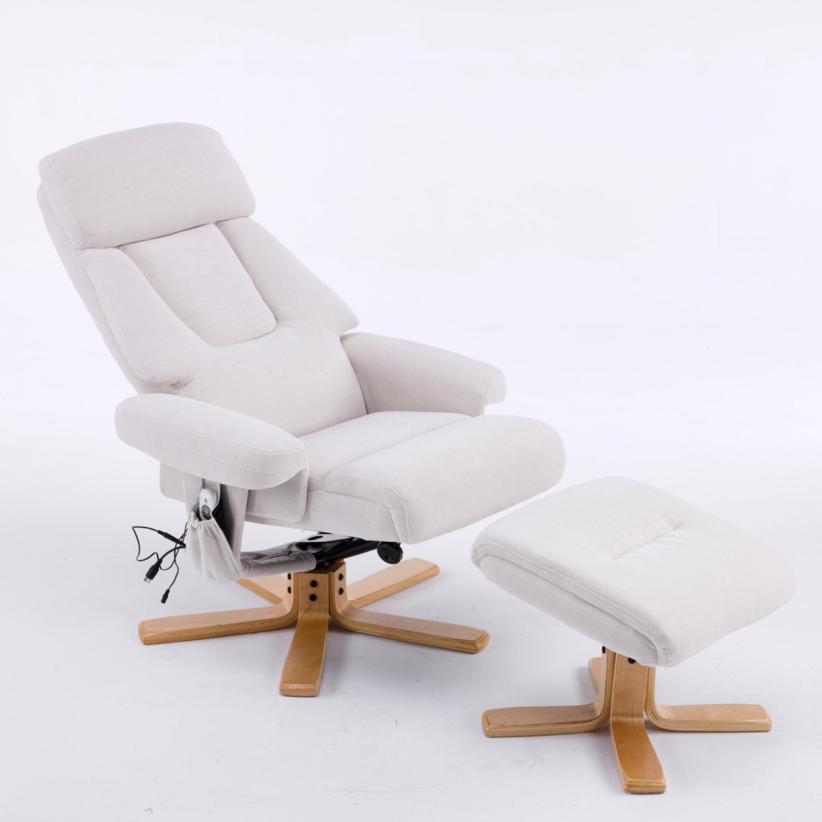 Modern Heated Massage 360° Swivel Recliner Accent Chair with Ottoman, Ergonomic detail image 21