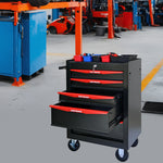 Rolling 5-Drawer Steel Tool Chest with Stainless Steel Top for workshop, garage, storage, or utility use
