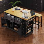 53 in. Farmhouse Kitchen Island with Power Outlet & Stools product view 101