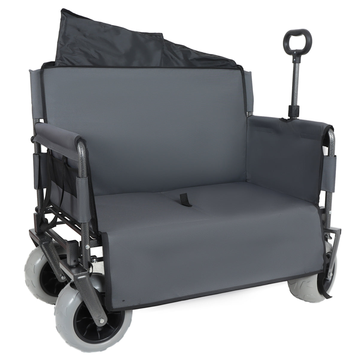 3-in-1 Folding Wagon Cart with Bench Seat & Storage for workshop, garage, storage, or utility use