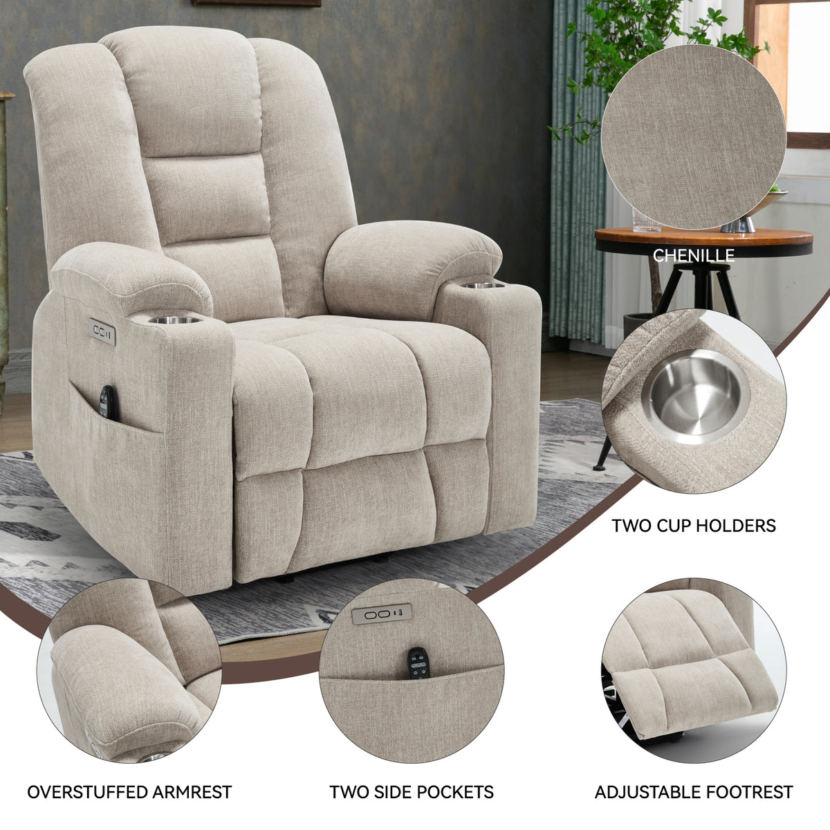 Large Dual-Motor Power Lift Heat & Massage Recliner detail image 84
