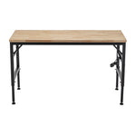 Adjustable Height Heavy-Duty Workbench, Rubber Wood Top Workstation with Power Outlets for workshop, garage, storage, or utility use