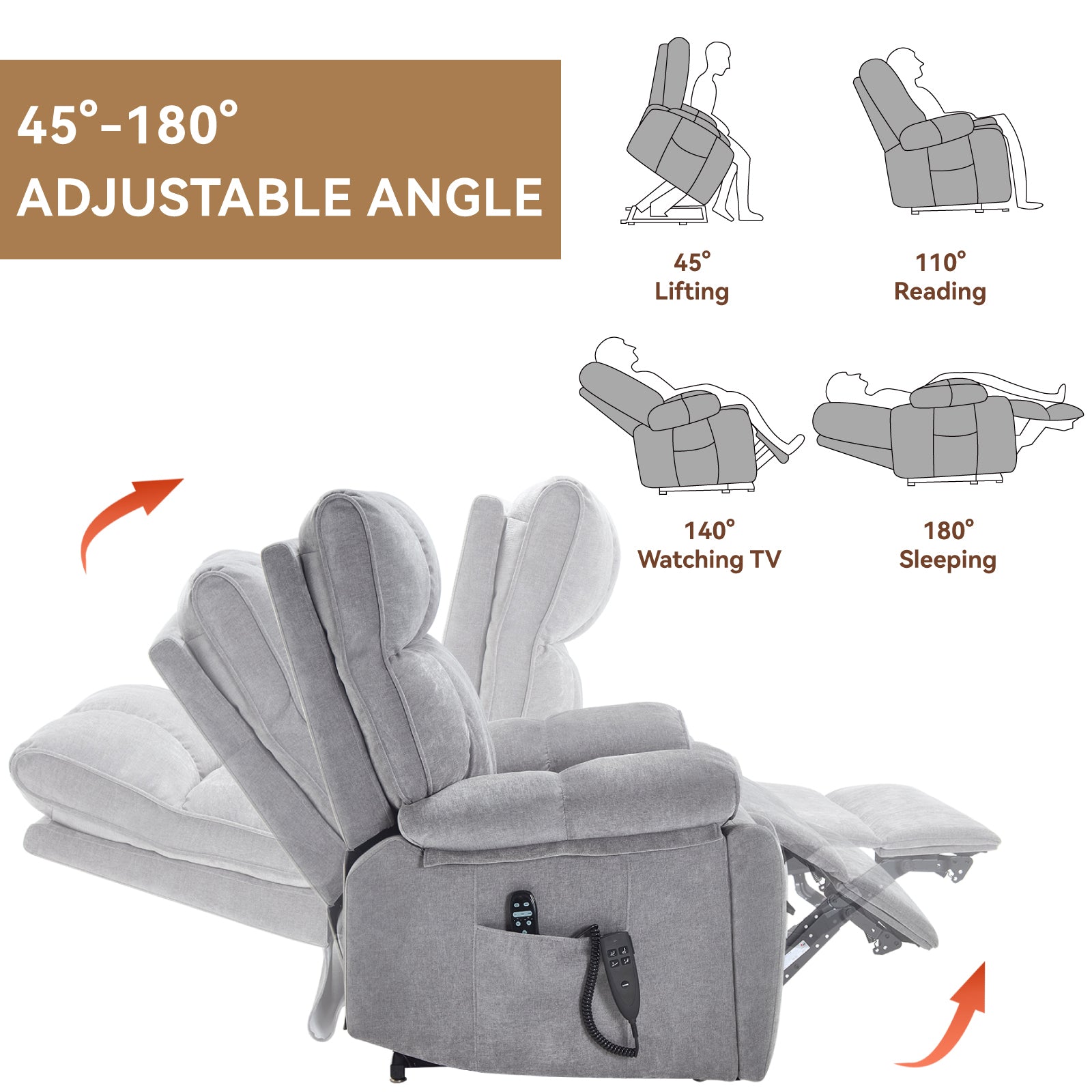 Dual-Motor Power Lift Recliner with Heat & Massage, 350 lb Capacity detail image 132