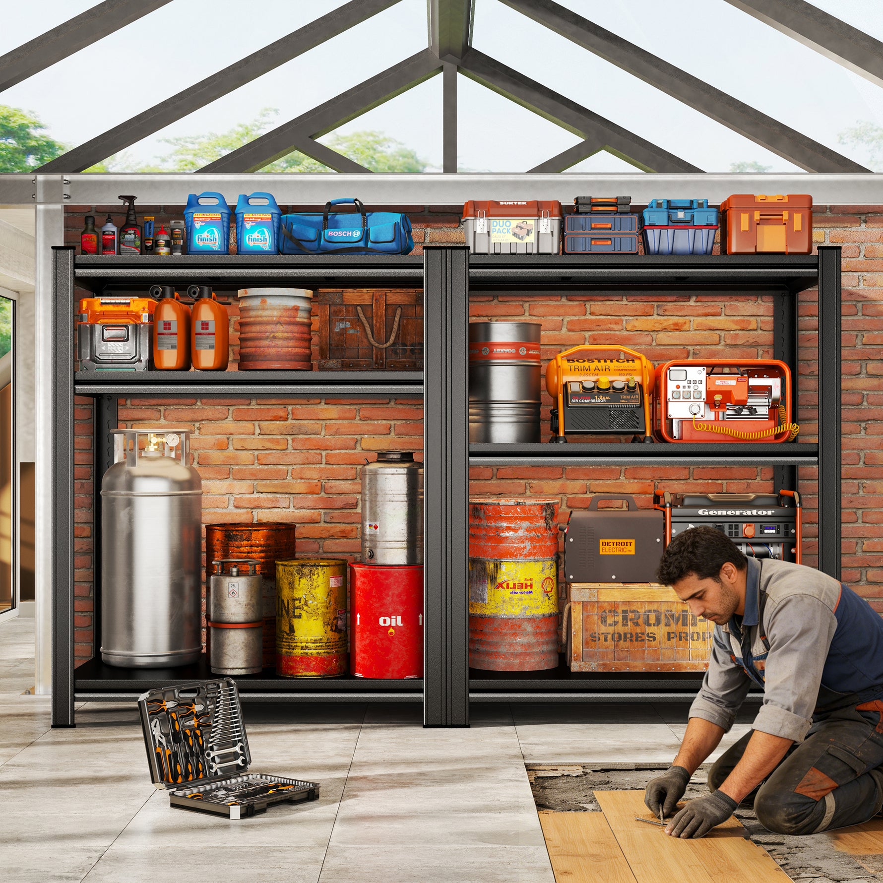 Heavy-Duty Adjustable Metal Storage Shelving Units for workshop, garage, storage, or utility use