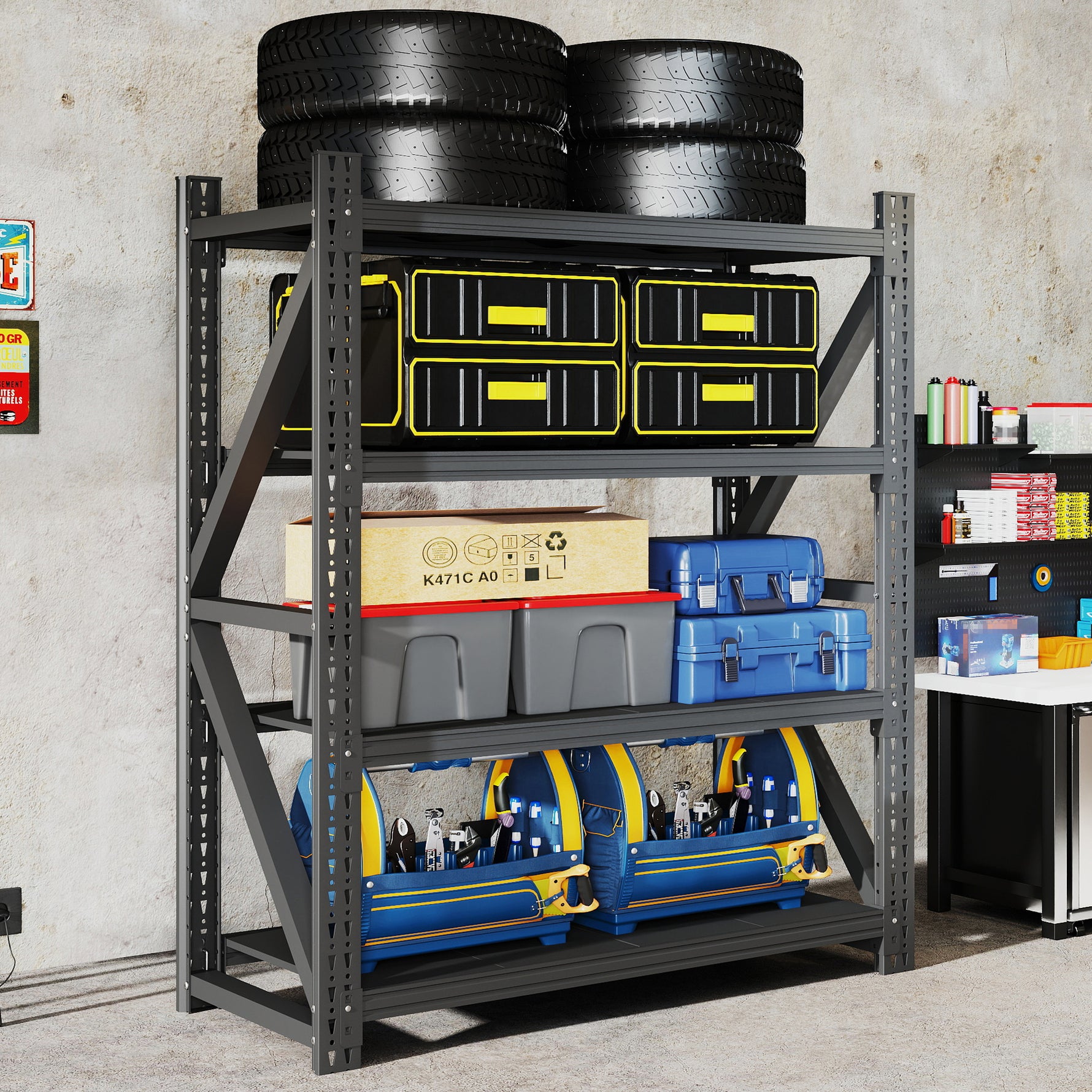 Heavy-Duty Adjustable Garage Shelving for Warehouse Storage for workshop, garage, storage, or utility use