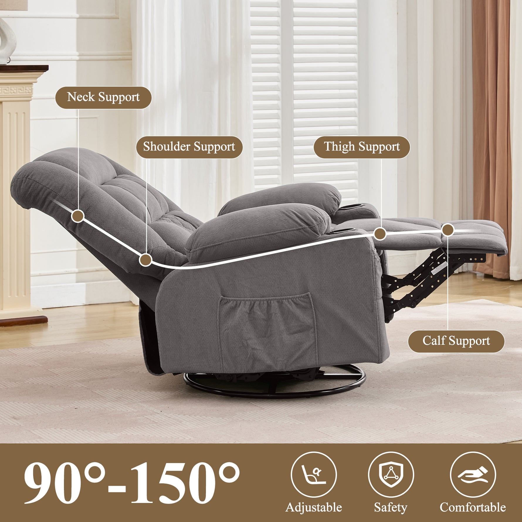 Kneading Massage Rocker Recliner with 4-Point 3D Kneading detail image 21
