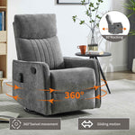Heat Massage Manual Recliner Chair with Rocker and Swivel in Fabric for Living detail image 4