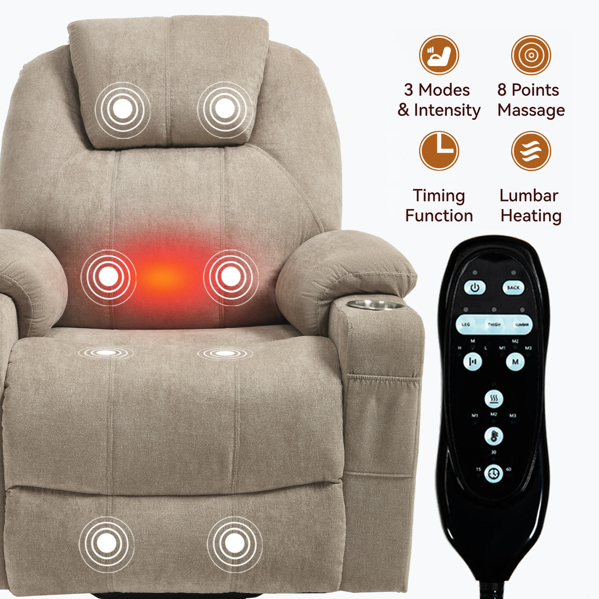 Dual-Motor Leather-Air Power Lift Recliner detail image 7