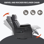 Faux Leather Heat Massage Manual Recliner Chair with Rocker and Swivel for Living Room detail image 6