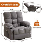 Massage Swivel Rocker Recliner Chair with Vibration, Lumbar Heating, Side Pocket detail image 23