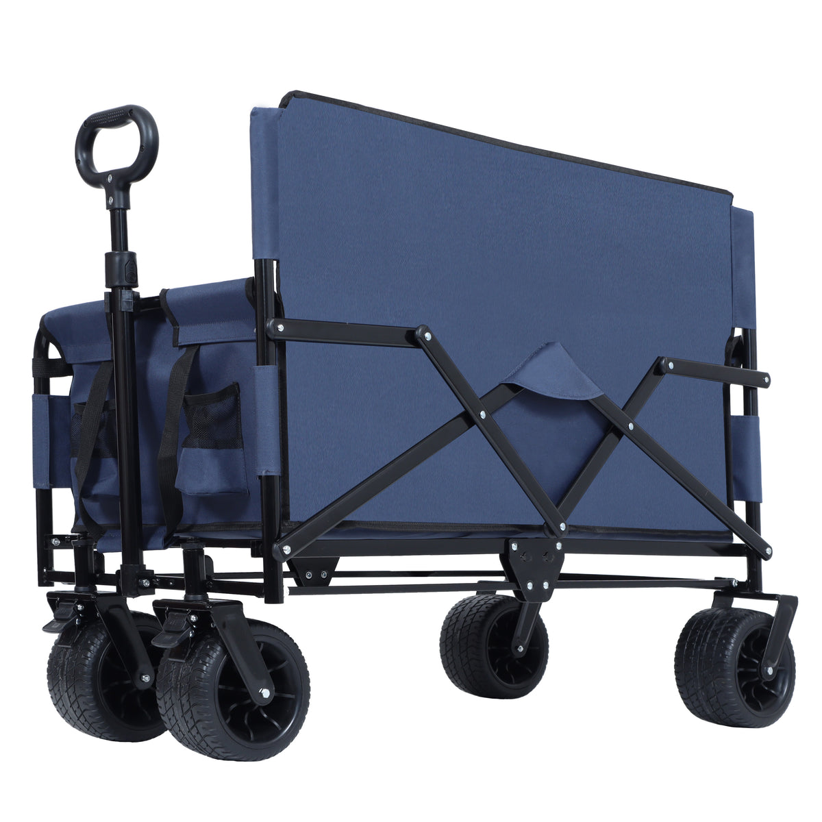 3-in-1 Folding Wagon Cart with Bench Seat & Storage for workshop, garage, storage, or utility use