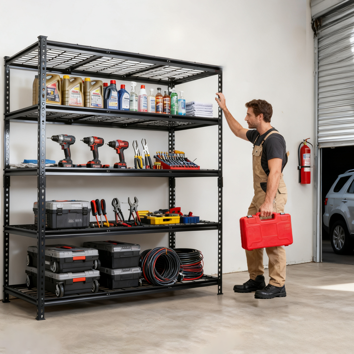 5-Tier Heavy-Duty Adjustable Metal Shelving Unit, 48" W x 24" D x 72" H for workshop, garage, storage, or utility use