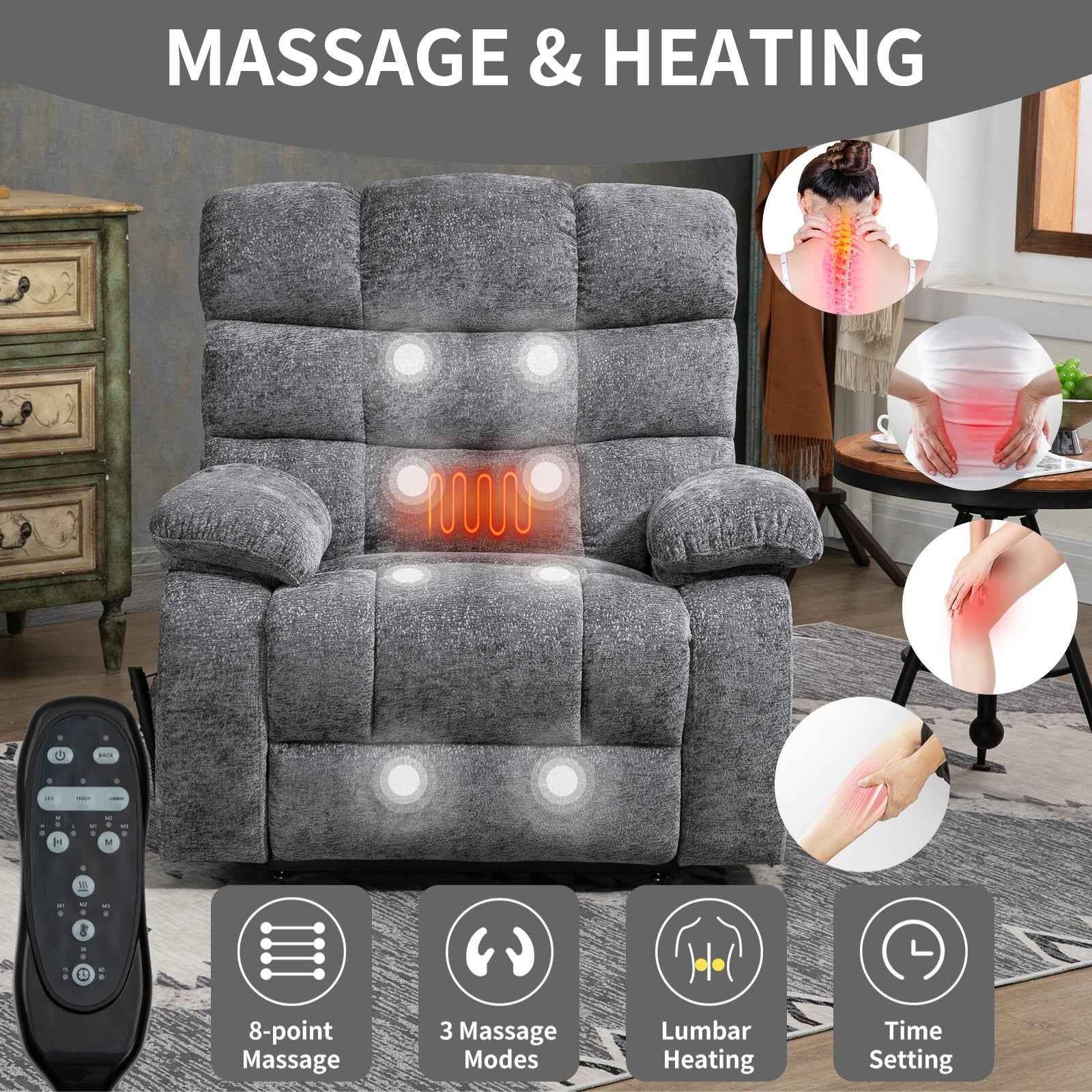 Dual-Motor Lift Recliner with Heat & Massage, 350 lb Capacity detail image 38