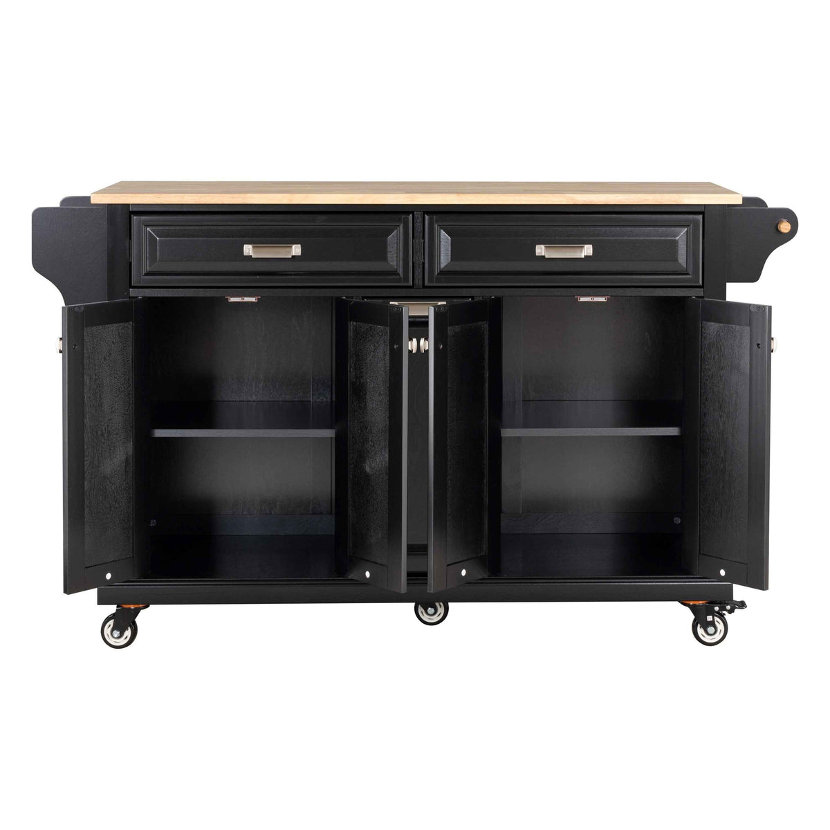 Rubberwood Drop-Leaf Kitchen Cart with 3 Drawers product view 14