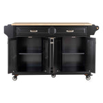 Rubberwood Drop-Leaf Kitchen Cart with 3 Drawers product view 14