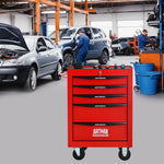 Rolling 5-Drawer Steel Tool Chest with Stainless Steel Top for workshop, garage, storage, or utility use