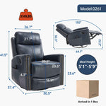 Genuine Leather Heat Massage Manual Recliner Chair with Rocker and Swivel for Living Room detail image 38