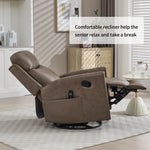 Genuine Leather Heat Massage Manual Recliner Chair with Rocker and Swivel for Living Room detail image 83