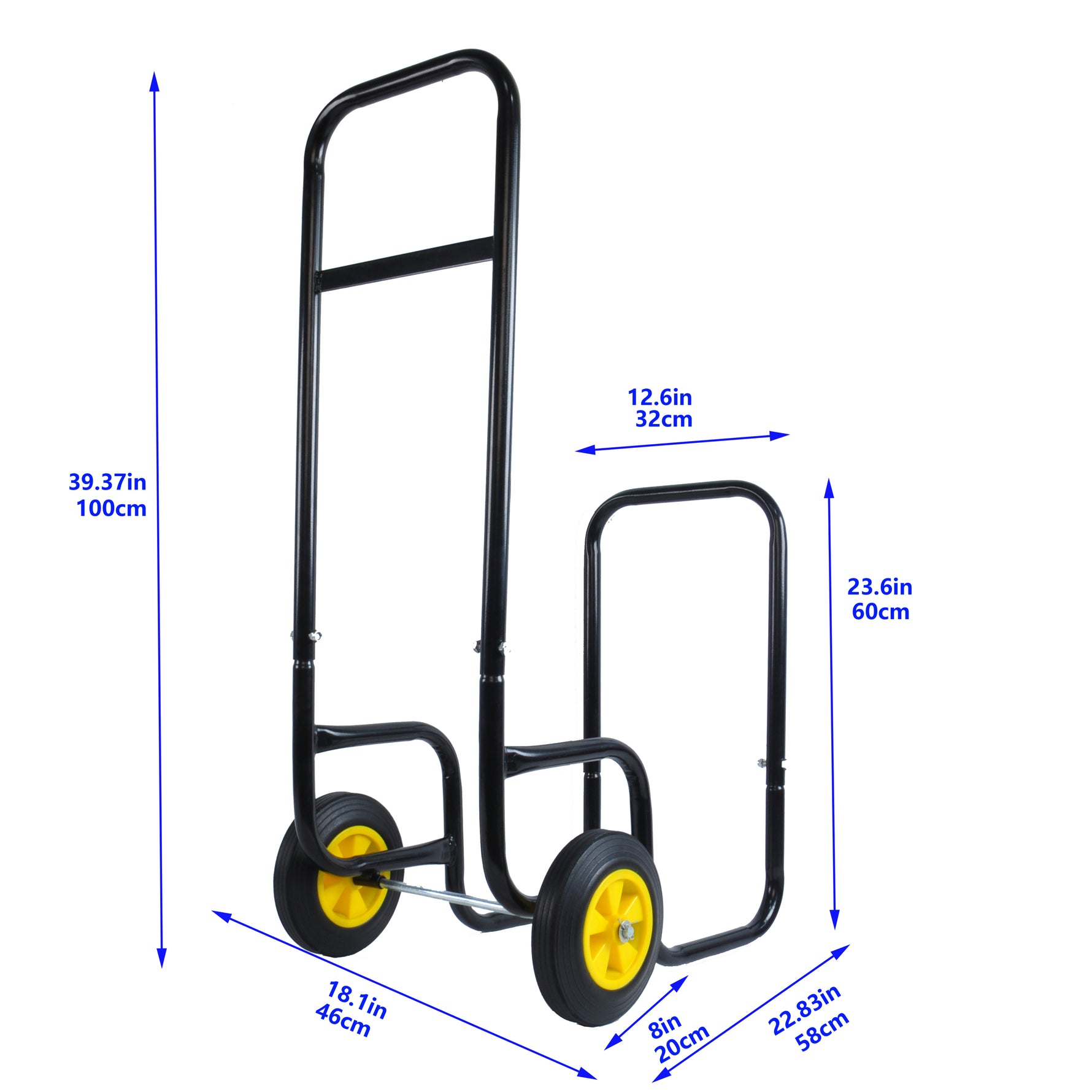 Rolling Steel Firewood Log Cart & Storage Rack for workshop, garage, storage, or utility use