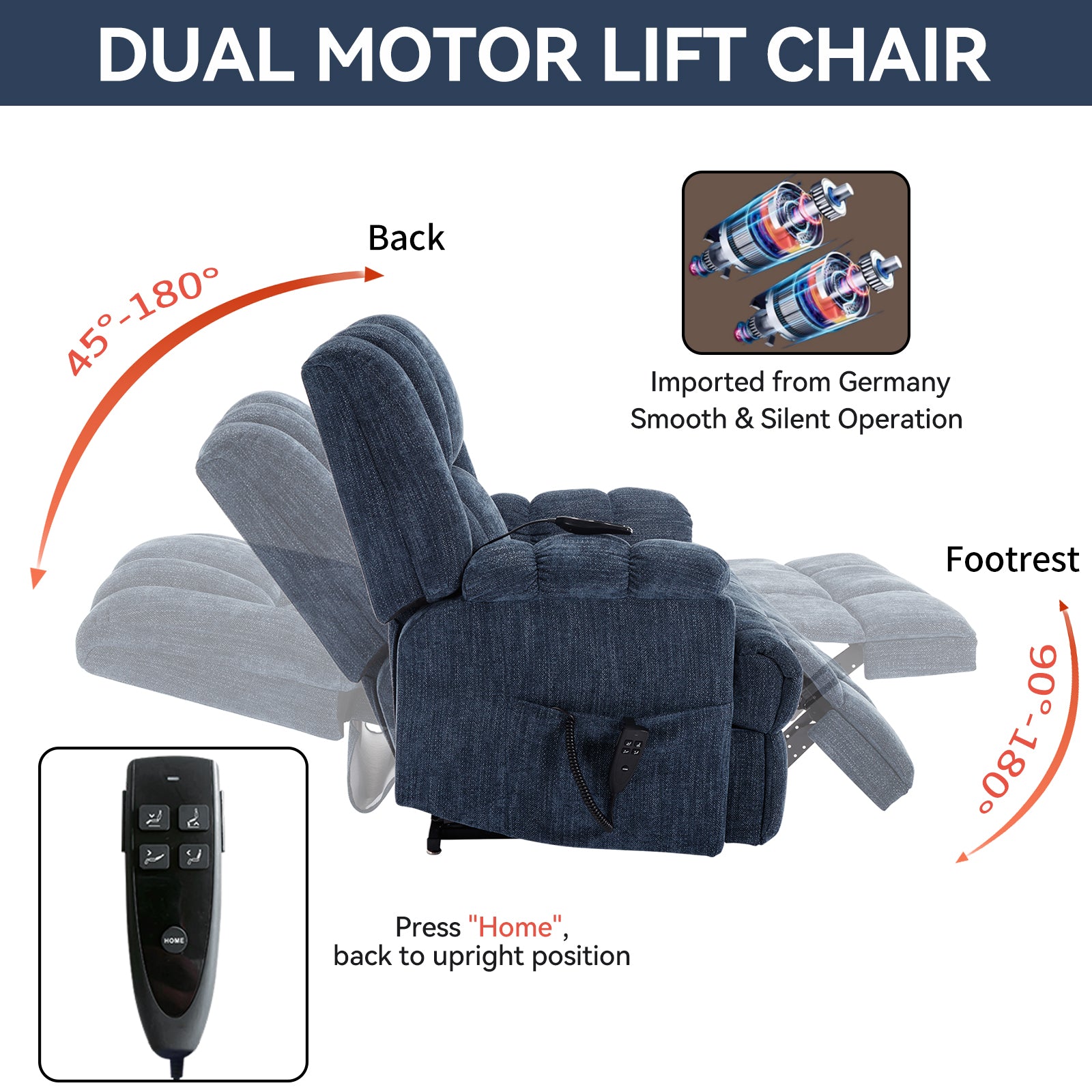 Dual-Motor Heat & Massage Power Lift Recliner, 350 lb Capacity detail image 28