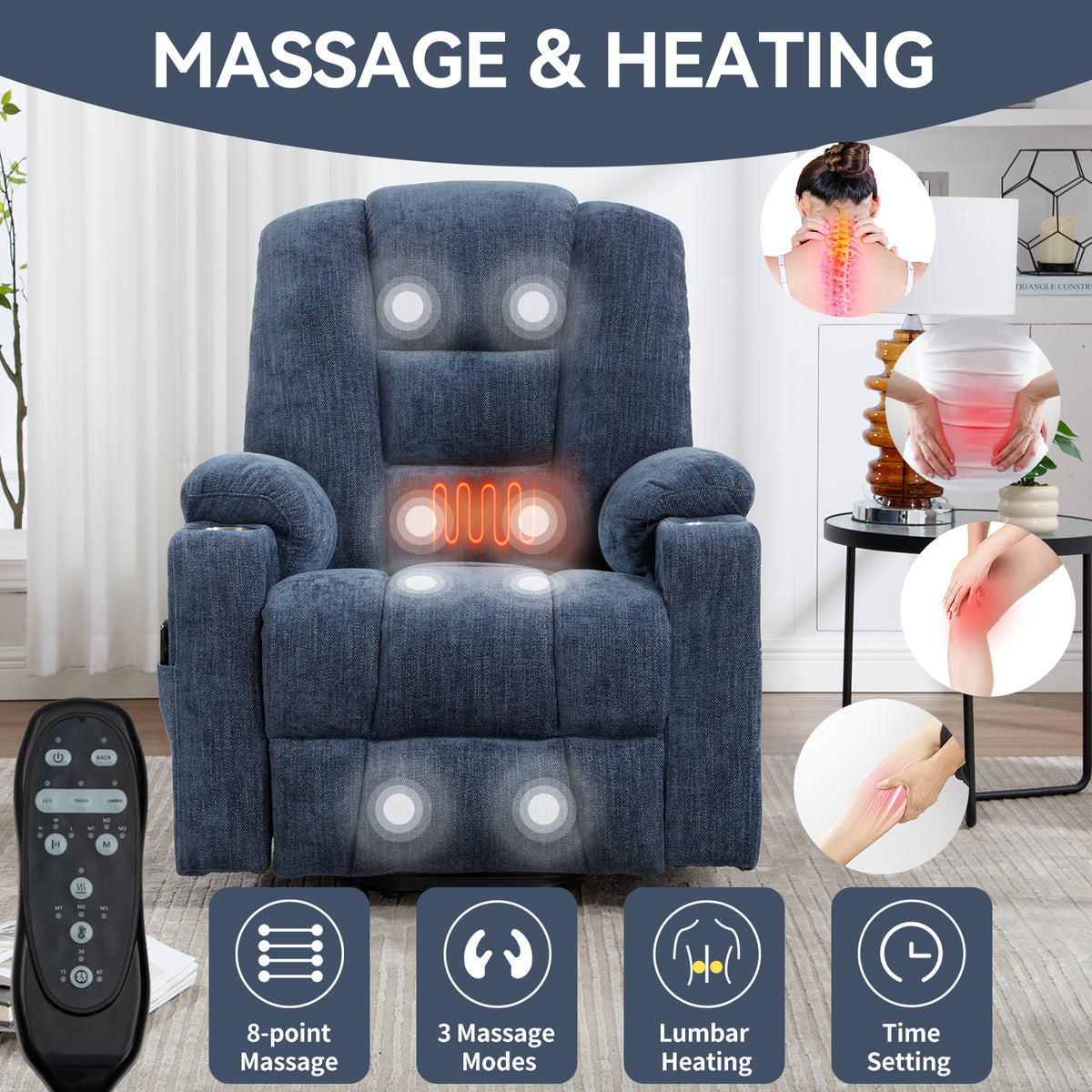 Large Dual-Motor Power Lift Heat & Massage Recliner detail image 71