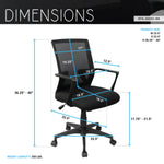 Techni Mobili Ergonomic Mesh Task Chair, Black for home office seating