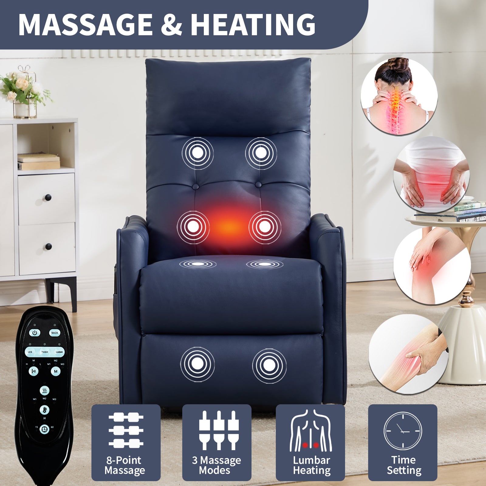 Single Motor Power Lift Recliner Chair with Massage & Heat detail image 78