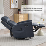 Genuine Leather Heat Massage Manual Recliner Chair with Rocker and Swivel for Living Room detail image 47