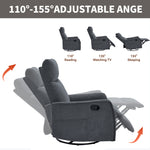 Heat Massage Manual Recliner Chair with Rocker and Swivel in Fabric for Living Room detail image 82