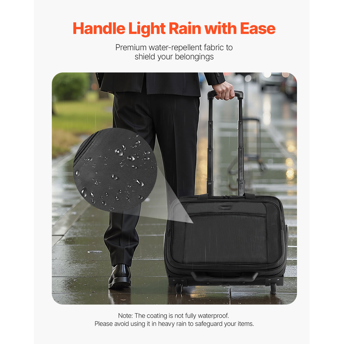 VEVOR rolling laptop bag with wheels and structured storage for work travel