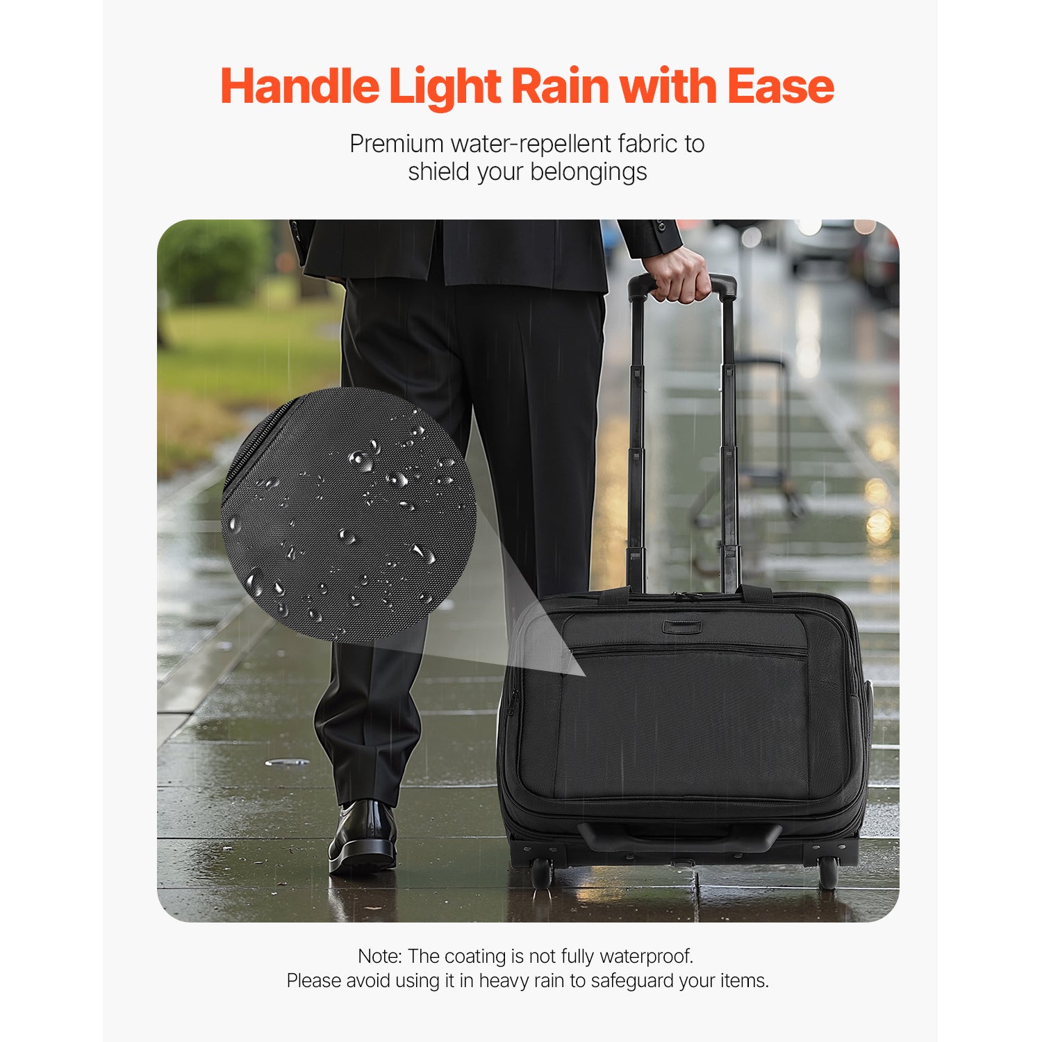 VEVOR rolling laptop bag with wheels and structured storage for work travel