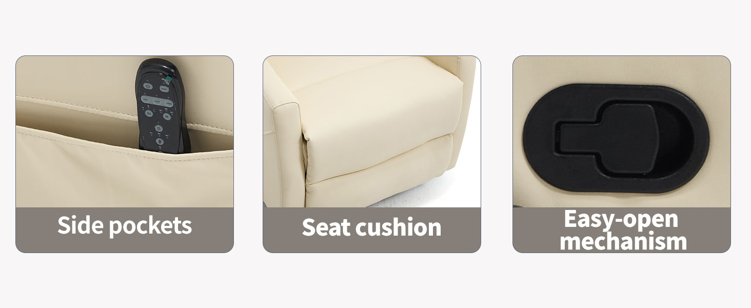 Heat Massage Manual Recliner Chair with Rocker and Swivel in Faux Leather for Living Room detail image 35